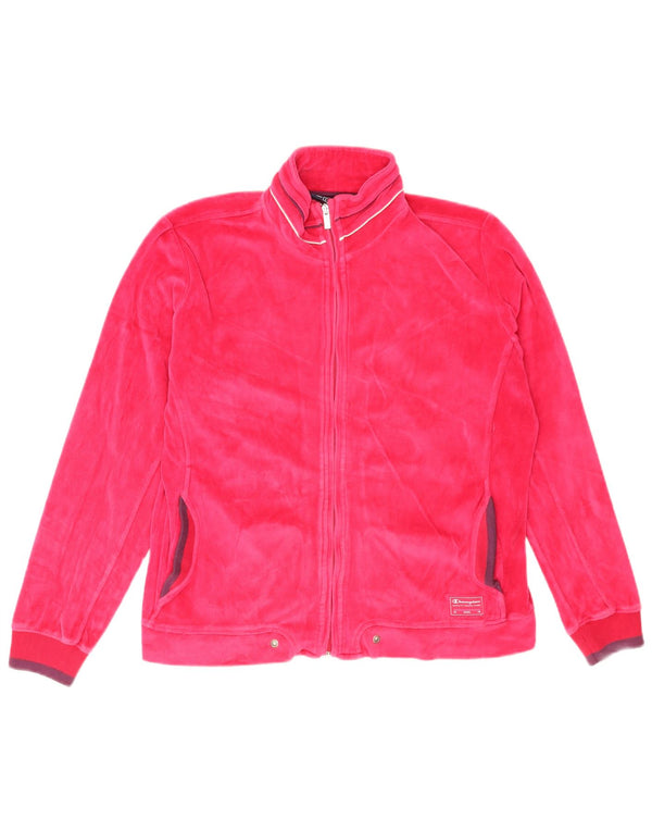 Champion Dame Velour Træningsdragt Top Jacket UK 14 Large Pink Sports