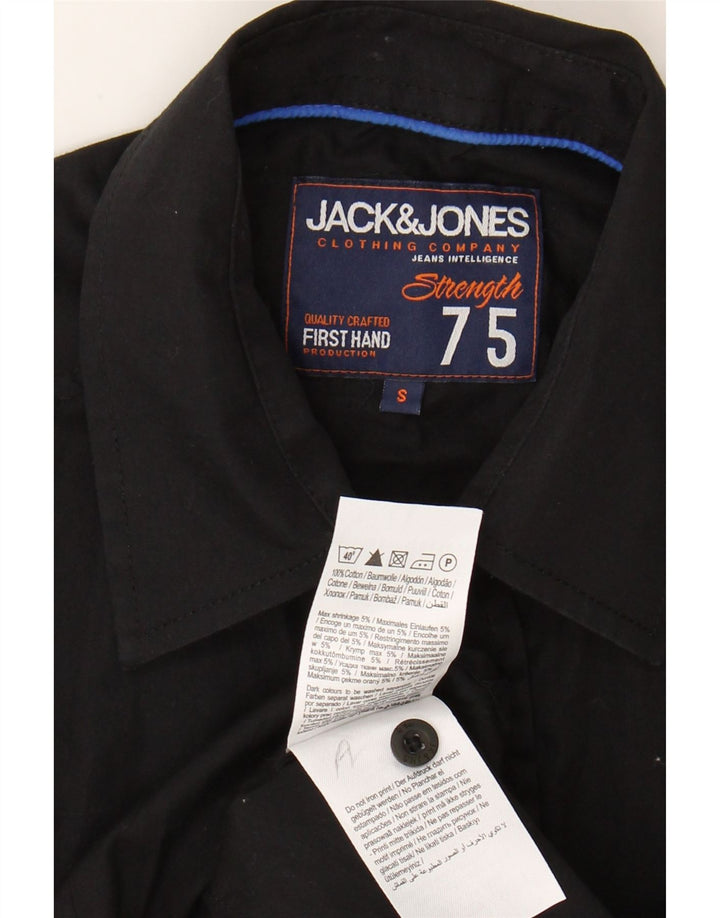 JACK & JONES Mens Graphic Short Sleeve Shirt Small Black Cotton Vintage Jack & Jones and Second-Hand Jack & Jones from Messina Hembry 