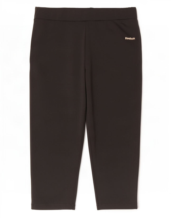 Reebok Dame Capri Leggings UK 12 Medium Sort Polyester