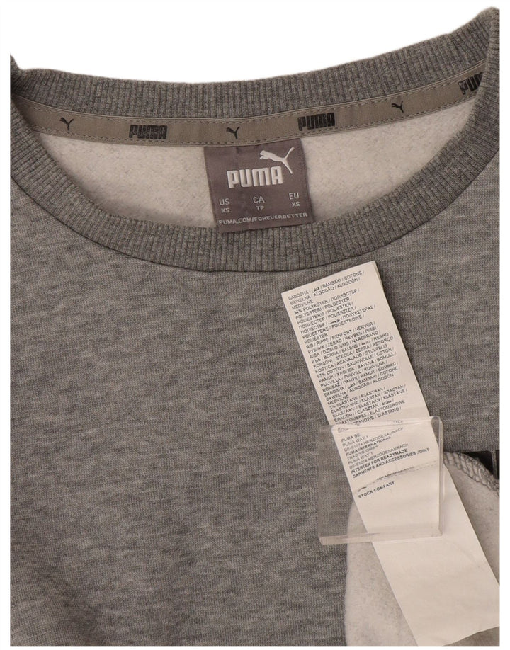 Puma Dame Oversized Sweatshirt Jumper UK 6 XS Grå Flecked Bomuld