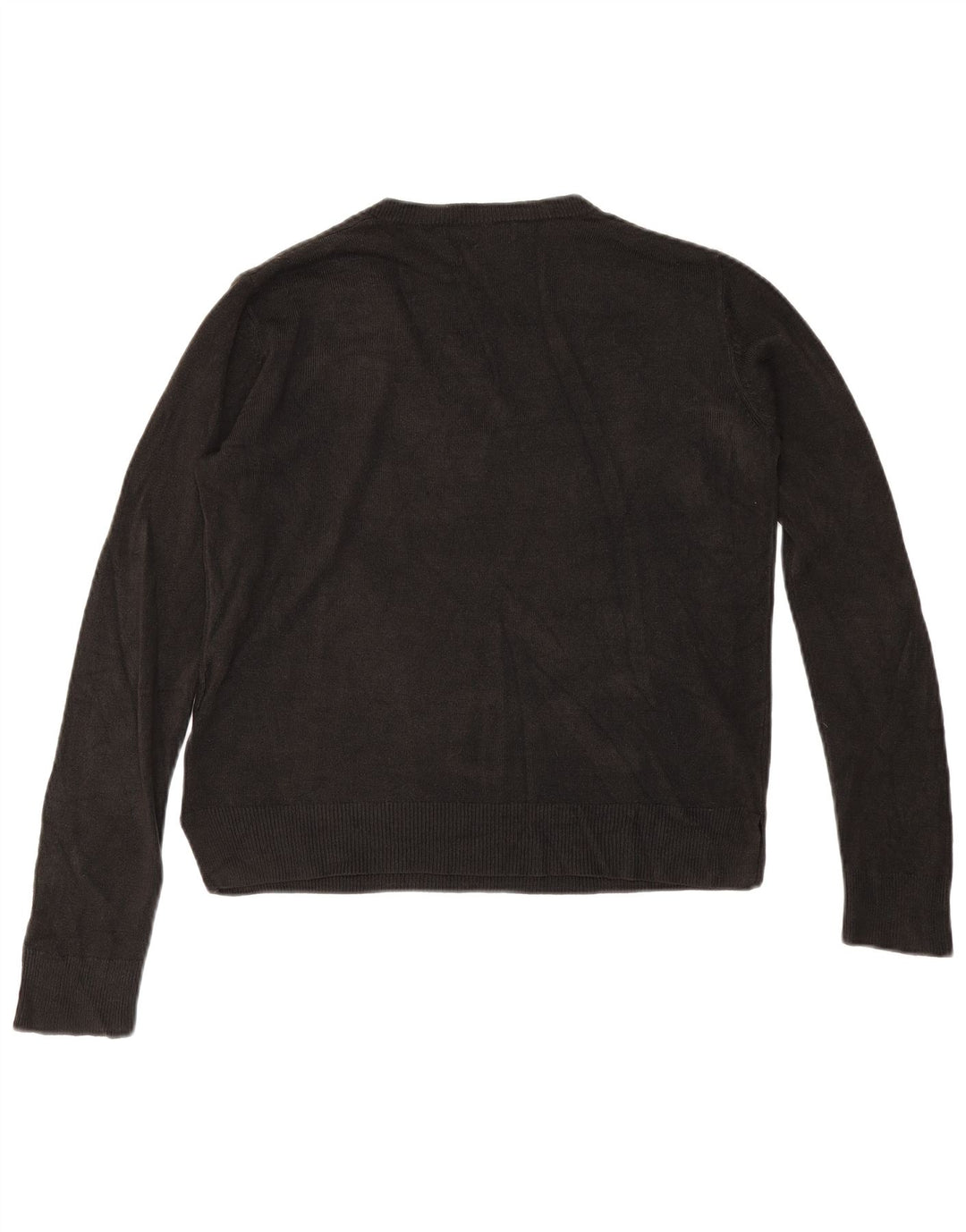 Marks & Spencer Dame V-hals sweater UK 12 Medium Sort Akryl
