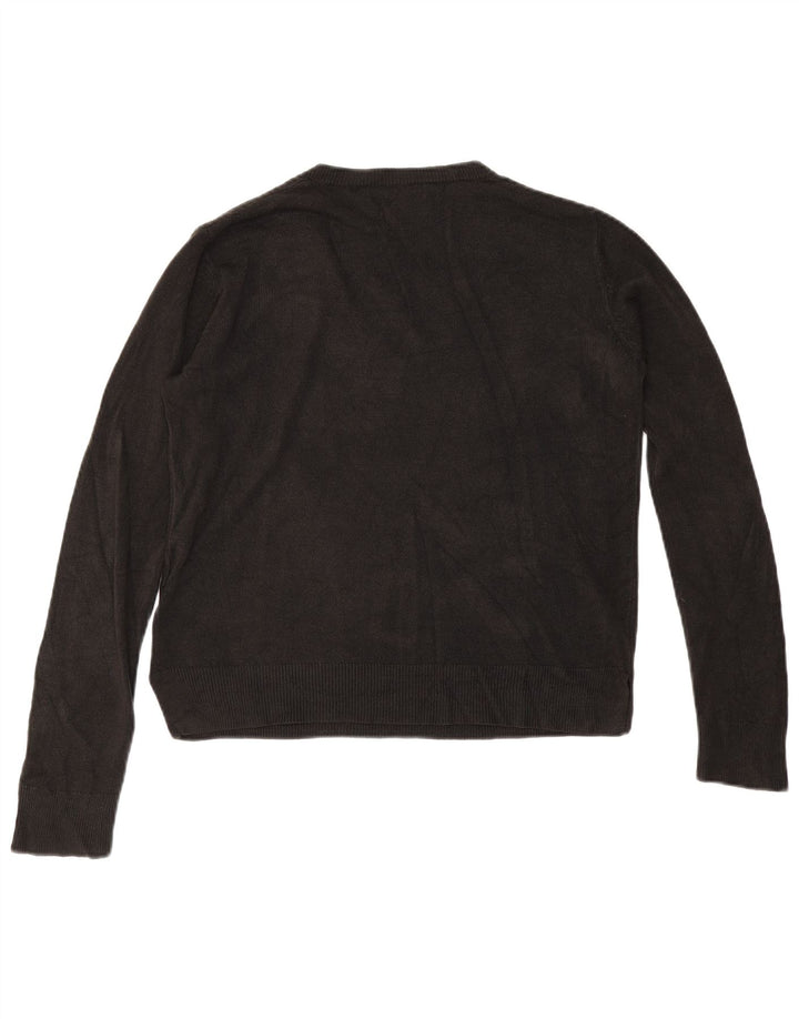 Marks & Spencer Dame V-hals sweater UK 12 Medium Sort Akryl