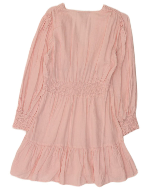 Zara Womens Long Sleeve Tiered Dress UK 14Large Pink
