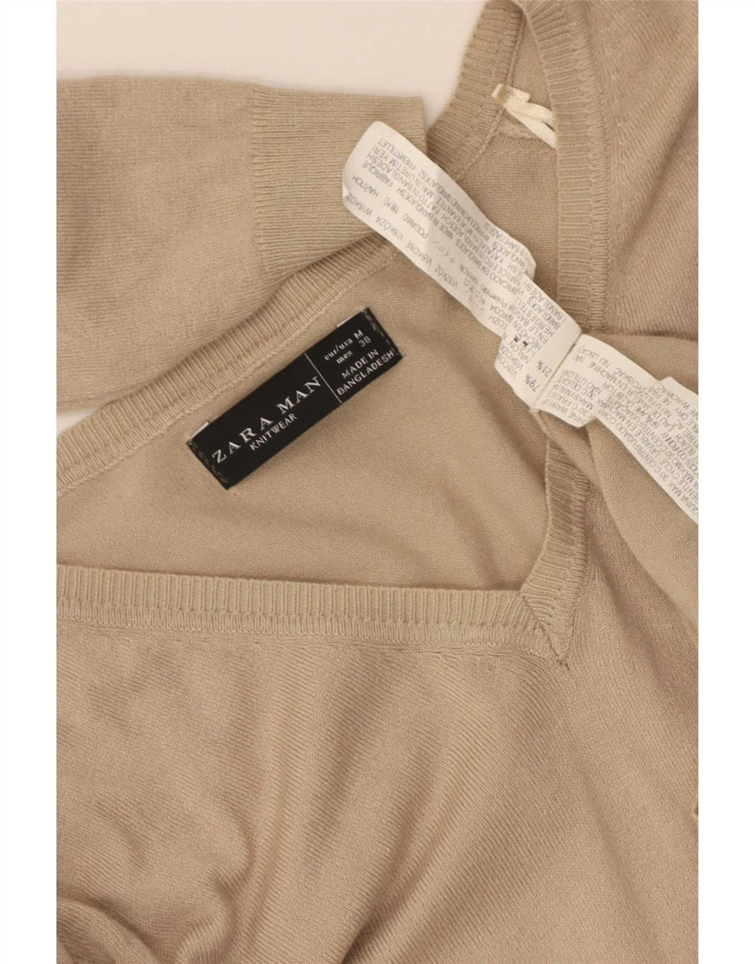 Zara Herre V-hals sweater Medium Beige Viscose