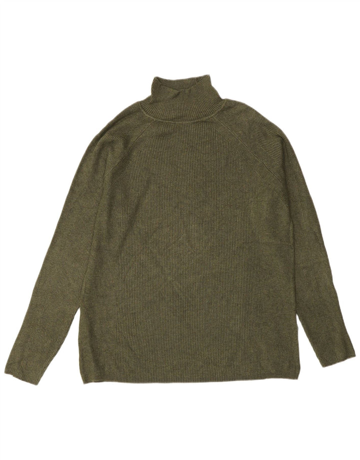Marks & Spencer Dame Turtle Neck Jumper Sweater UK 14 Stor Khaki Viscose