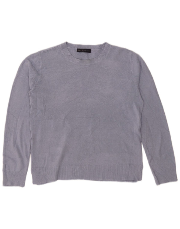 Marks & Spencer Dame sweater med rund hals DK 14 Stor blå viskose