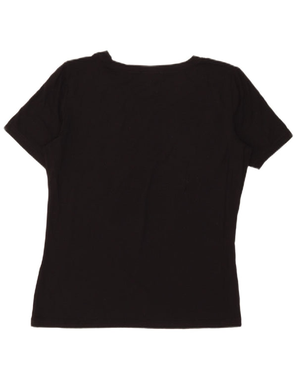 Luisa Spagnoli Dame Grafisk T-Shirt Top UK 14 Medium Sort
