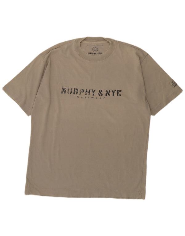 Murphy & Nye Herre Sailmakers Grafisk T-Shirt Top XL Beige Bomuld