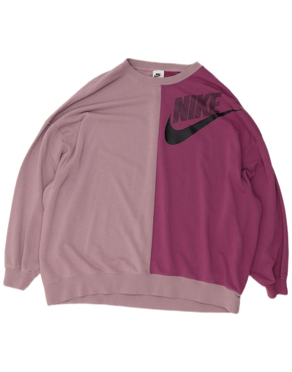 Nike Grafisk Sweatshirt Jumper UK 14 Medium Pink Colourblock