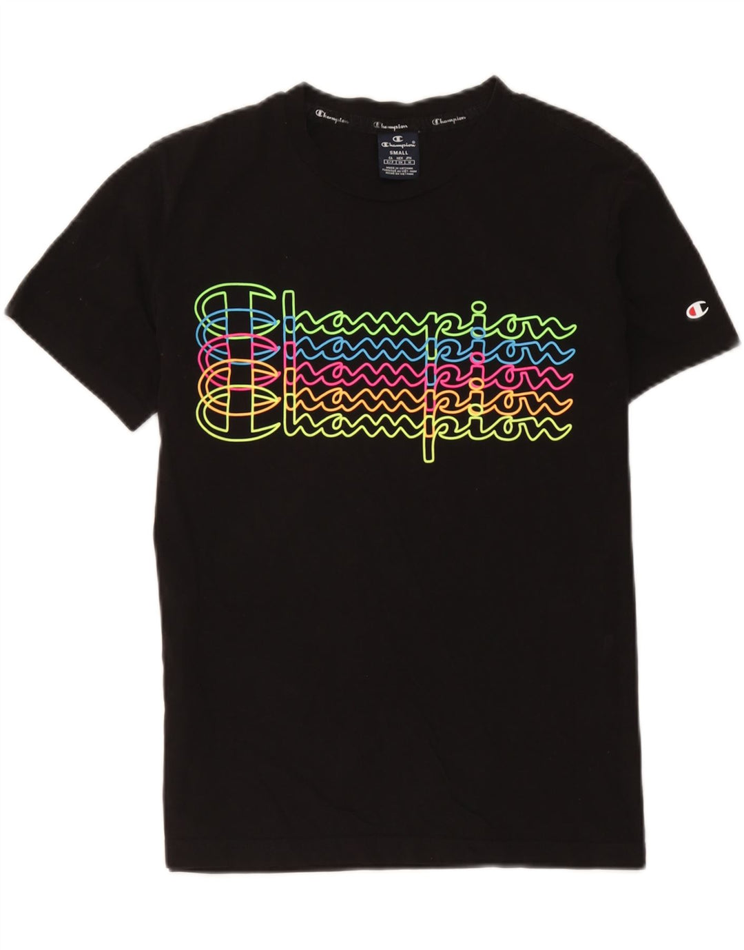 Champion Herre Grafisk T-Shirt Top Lille Sort