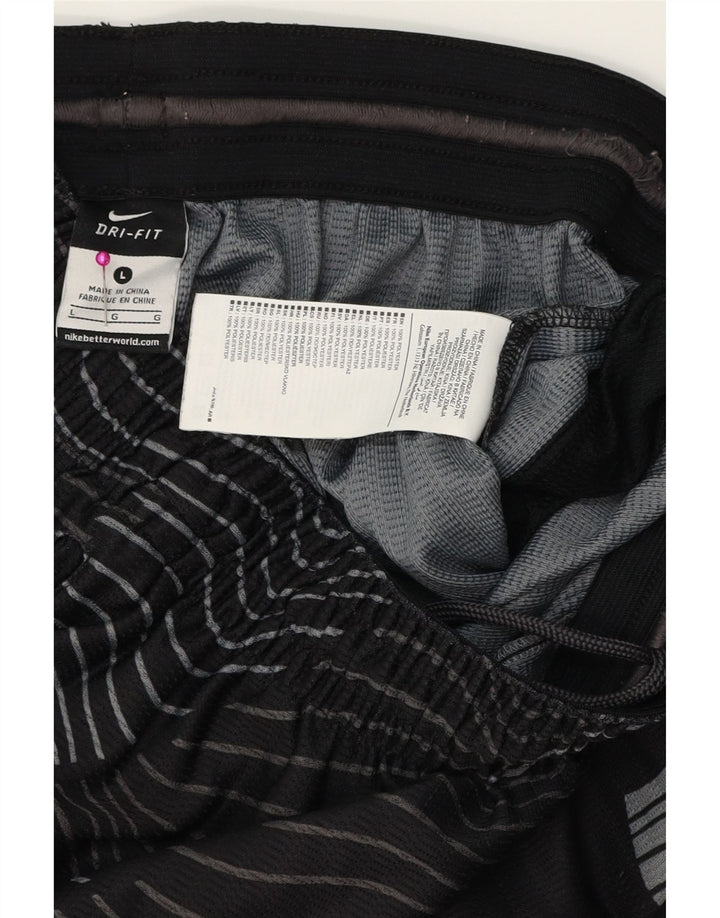 NIKE Dri Fit sportsshorts til mænd, store sorte geometriske polyester