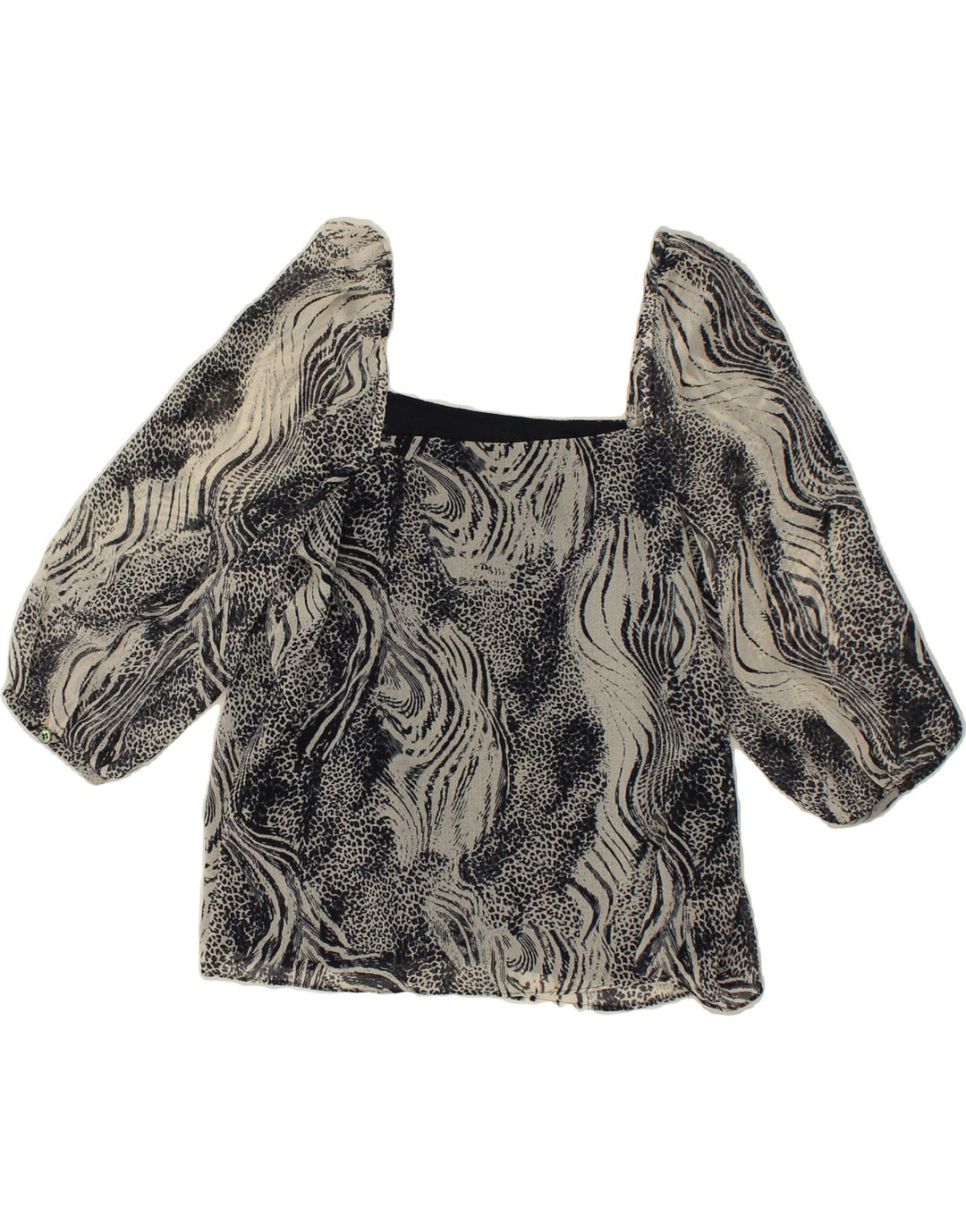 WHISTLES Womens 3/4 Sleeve Blouse Top UK 10 Small Grey Animal Print | Vintage Whistles | Thrift | Second-Hand Whistles | Used Clothing | Messina Hembry 