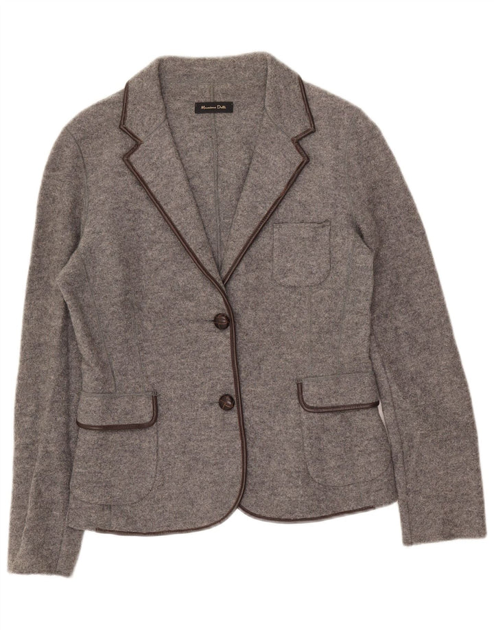 Massimo Dutti Dame 2 Knaps Blazer Jakke EU 42 Stor Grå Uld