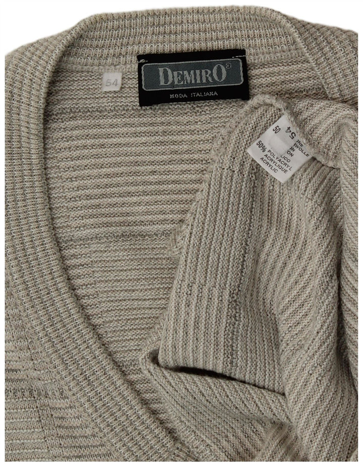 Demiro Herre Cardigan Sweater IT 54 XL Grå Geometrisk Bomuld