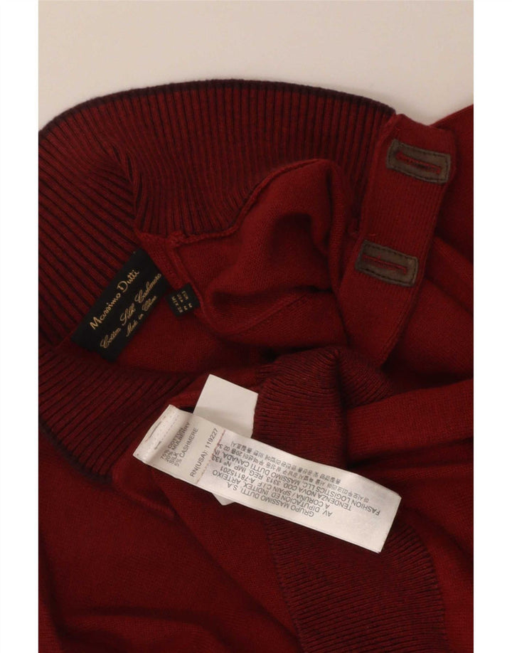 Massimo Dutti Herre Button Neck Jumper Sweater Medium Maroon Bomuld