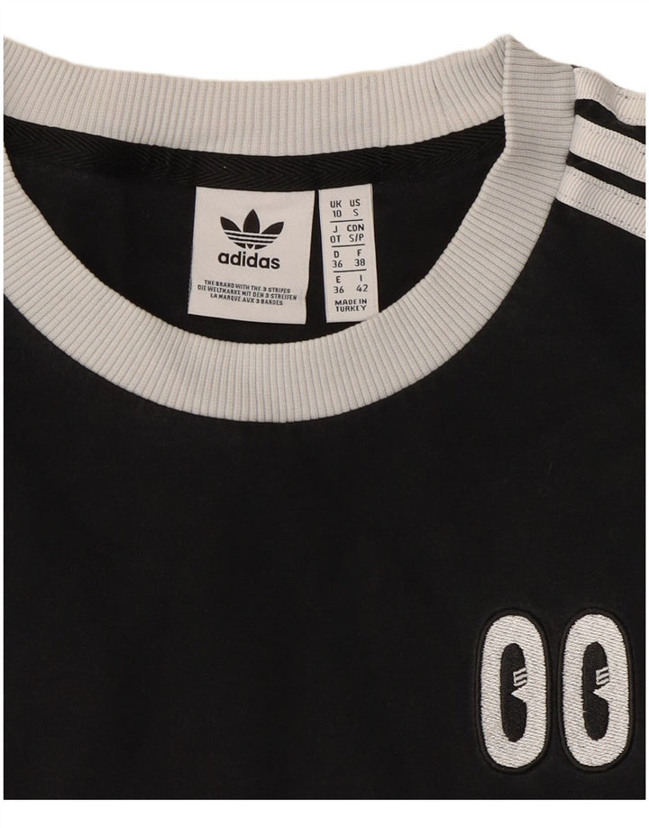 Adidas Dame T-Shirt Top UK 10 Lille Sort