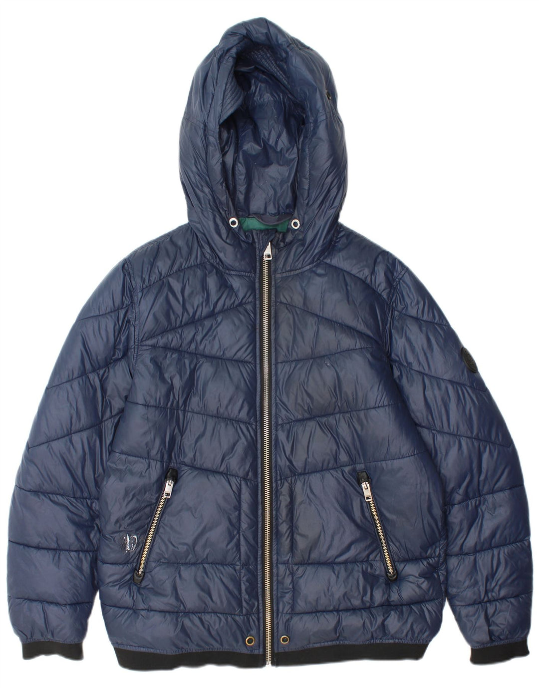 Diesel Herre hættepolstret jakke UK 36 Small Navy Blue Nylon