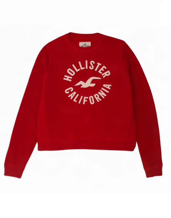 Hollister Grafisk Sweatshirt Jumper UK 12 Medium Rød Bomuld