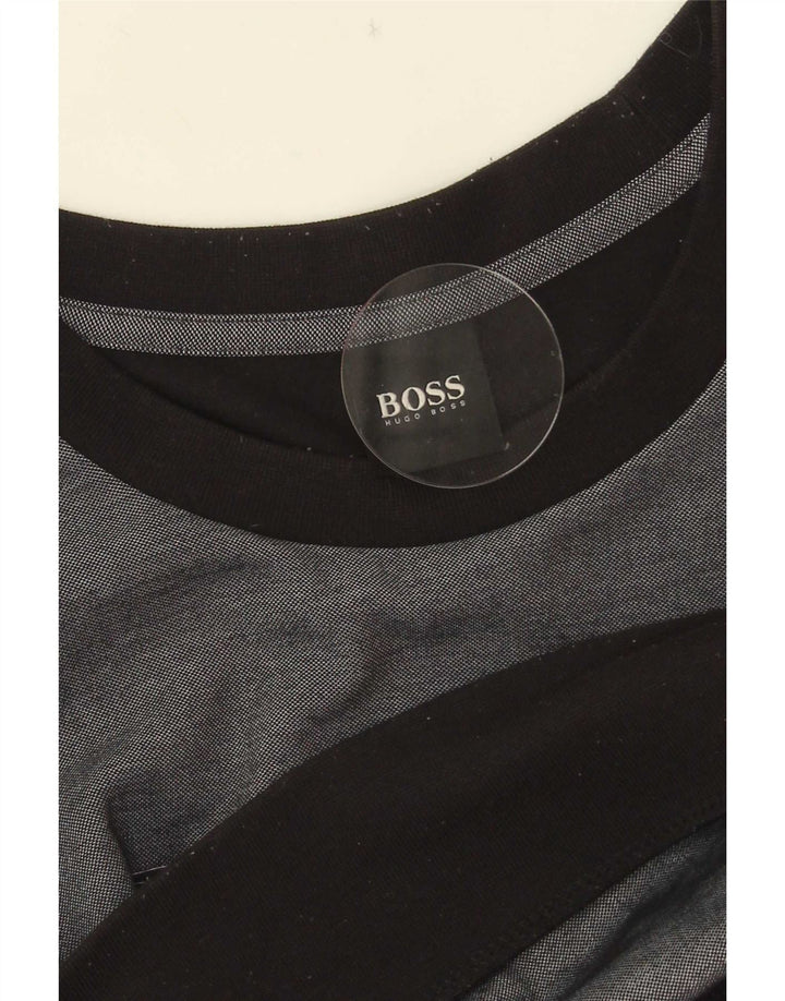 Hugo Boss Herre grafisk sweatshirt Jumper Medium Grå Colourblock Bomuld