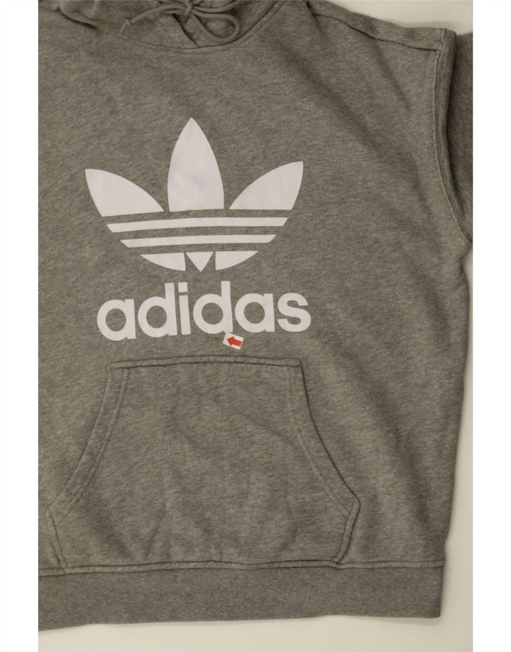 ADIDAS Mens Graphic Hoodie Jumper Medium Grey Cotton Vintage Adidas and Second-Hand Adidas from Messina Hembry 
