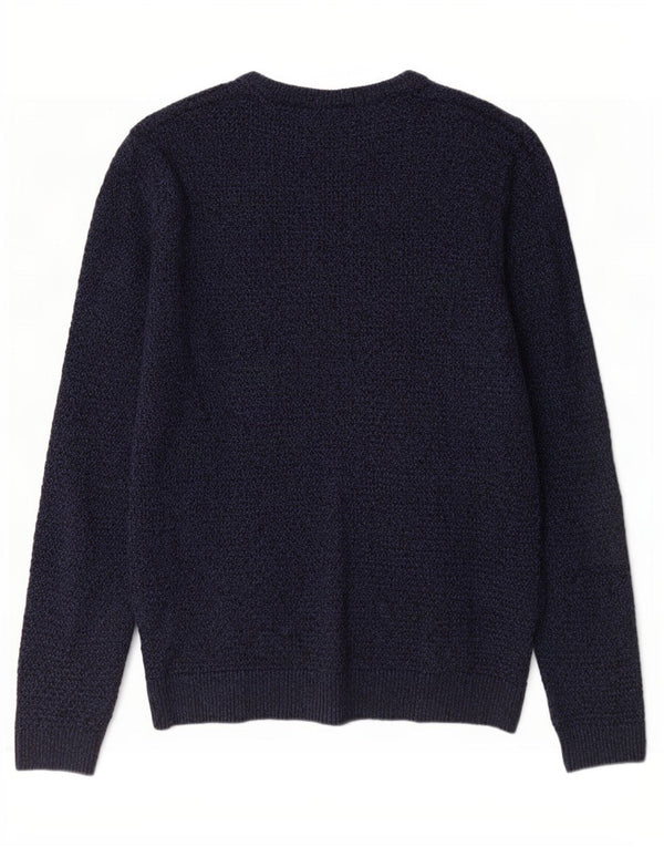 Jack & Jones Herre Boat Neck Jumper Sweater Large Navy Blue Flecked Bomuld