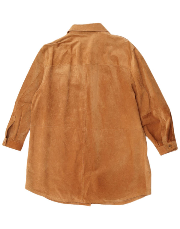 Vintage Dame Overshirt Ruskindsskjorte UK 18 XL Brun