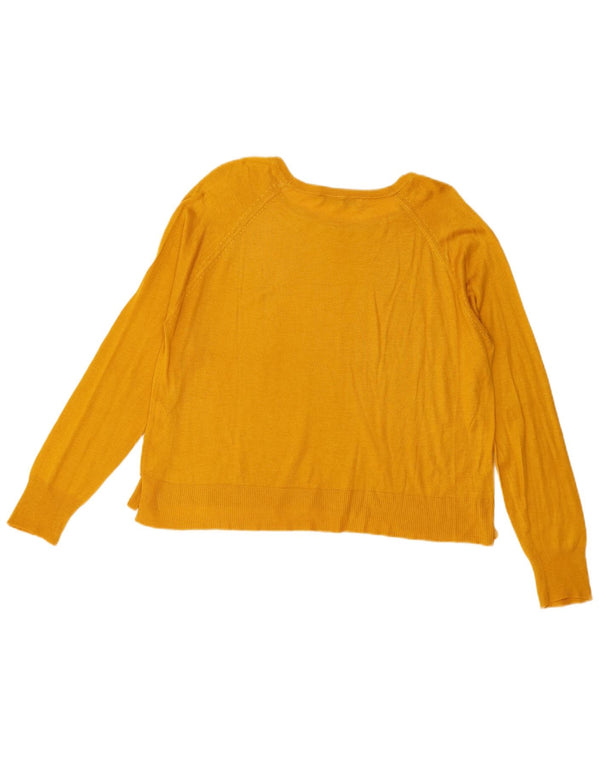 Zara Dame Oversized Boat Neck Jumper Sweater UK 14 Medium Yellow Viscose