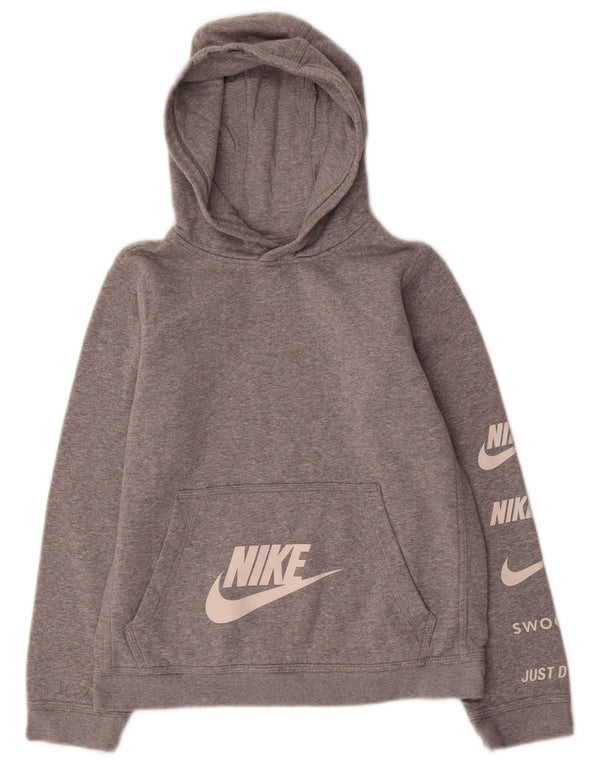 Nike drenge grafisk hættetrøje trøje 12-13 år stor grå flækket bomuld