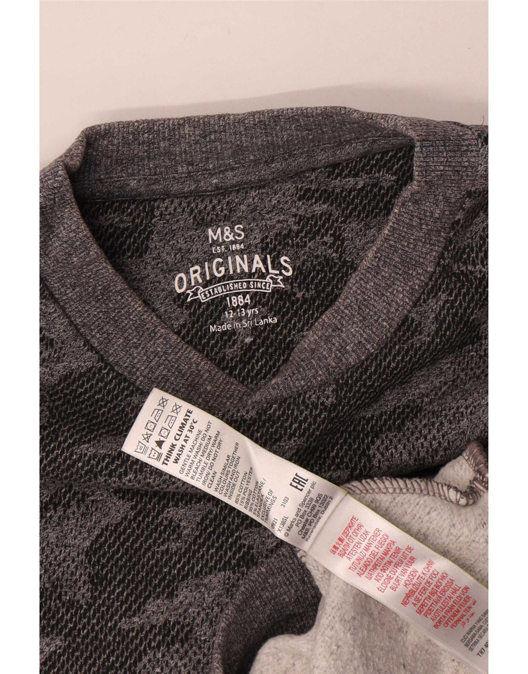 Marks & Spencer Boys Sweatshirt Jumper 12-13 år Grå Camouflage Bomuld