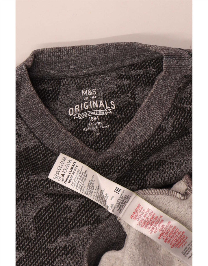 Marks & Spencer Boys Sweatshirt Jumper 12-13 år Grå Camouflage Bomuld