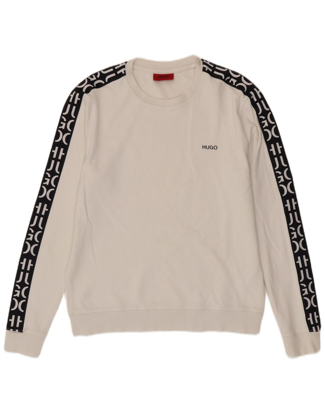 Hugo Boss Grafisk sweatshirt til mænd, lille hvid Colourblock Bomuld
