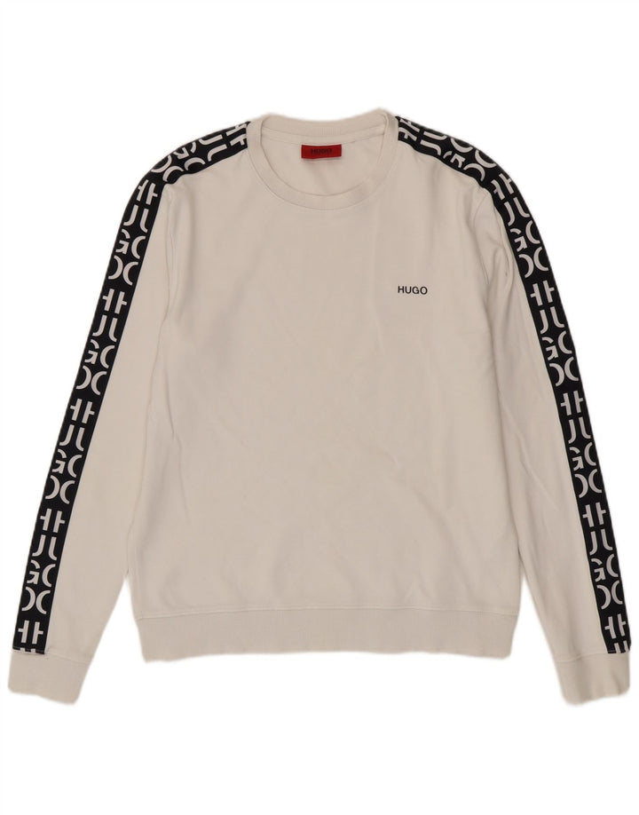 Hugo Boss Grafisk sweatshirt til mænd, lille hvid Colourblock Bomuld