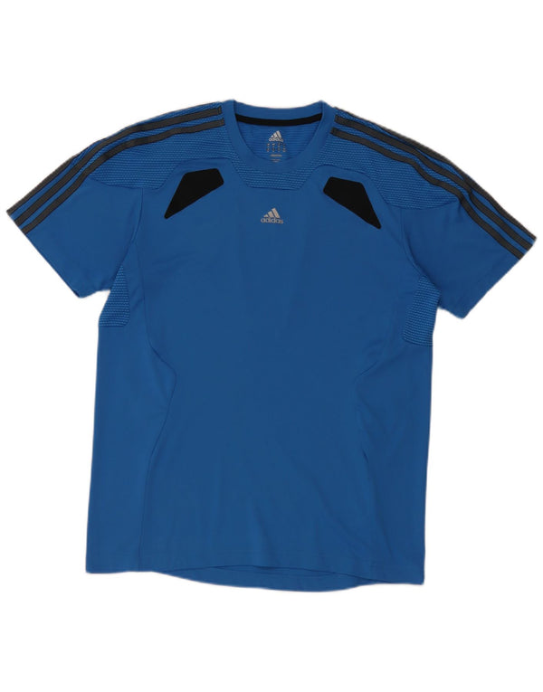 Adidas Herre Climacool T-Shirt Top Medium Blue Colourblock Polyester