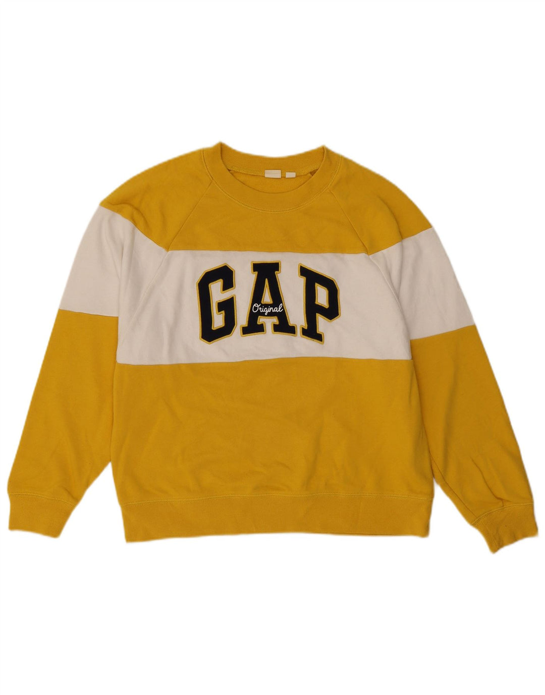 Gap Dame Grafisk Sweatshirt Jumper UK 14 Medium Gul Colourblock Bomuld