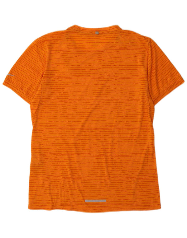 Nike Herre Dri Fit T-Shirt Top Medium Orange Nålestribet Polyester