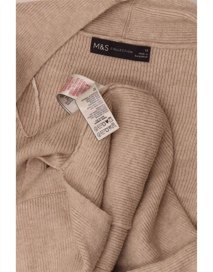 Marks & Spencer Dame Longline Åben Cardigan Sweater UK 12 Medium Beige