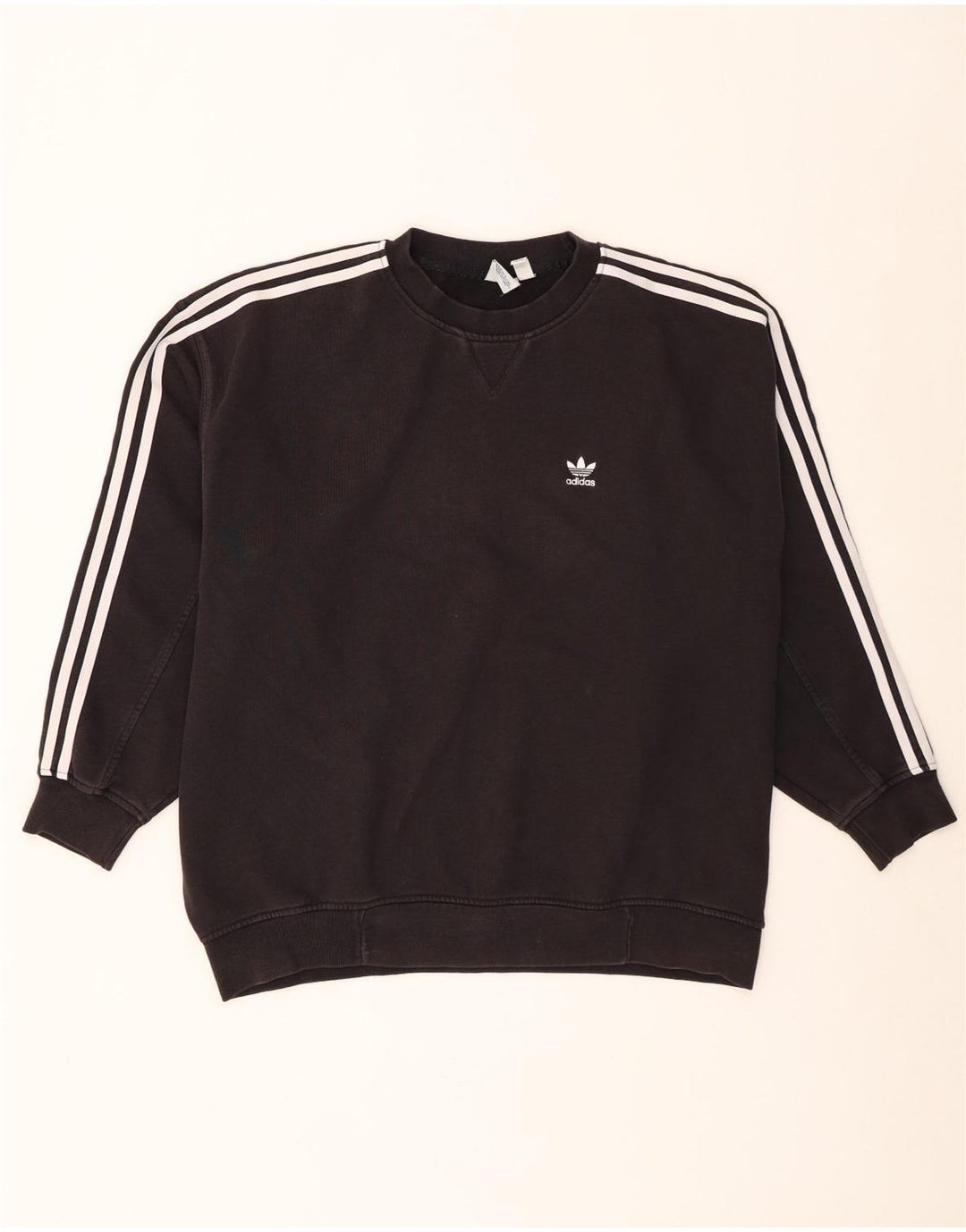 Adidas Dame Oversized Sweatshirt Jumper UK 8 Small Black Bomuld