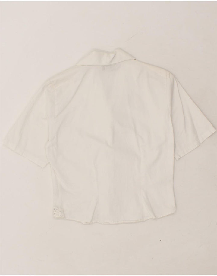 ENARA CAMICE Womens Short Sleeve Blazer Jacket UK 12 Medium White Cotton Vintage Enara Camice and Second-Hand Enara Camice from Messina Hembry 