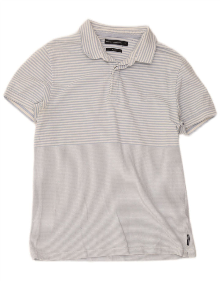 French Connection Slim Polo Shirt til mænd Stor blå stribet bomuld