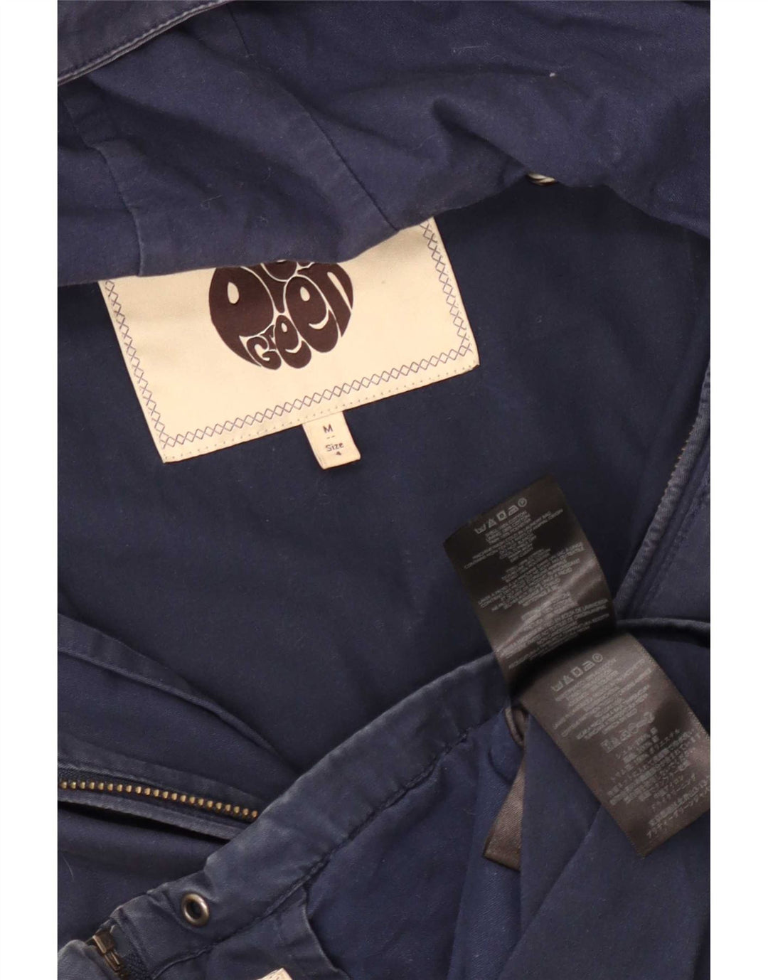 Pretty Green Herre Hooded Bomber Jacket UK 38 Medium Navy Blue Bomuld