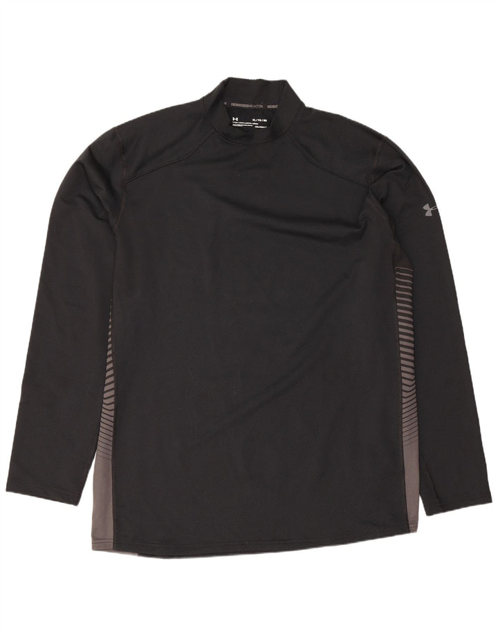 Under Armour Herre Cold Gear Top Langærmet XL Sort Colourblock Polyester