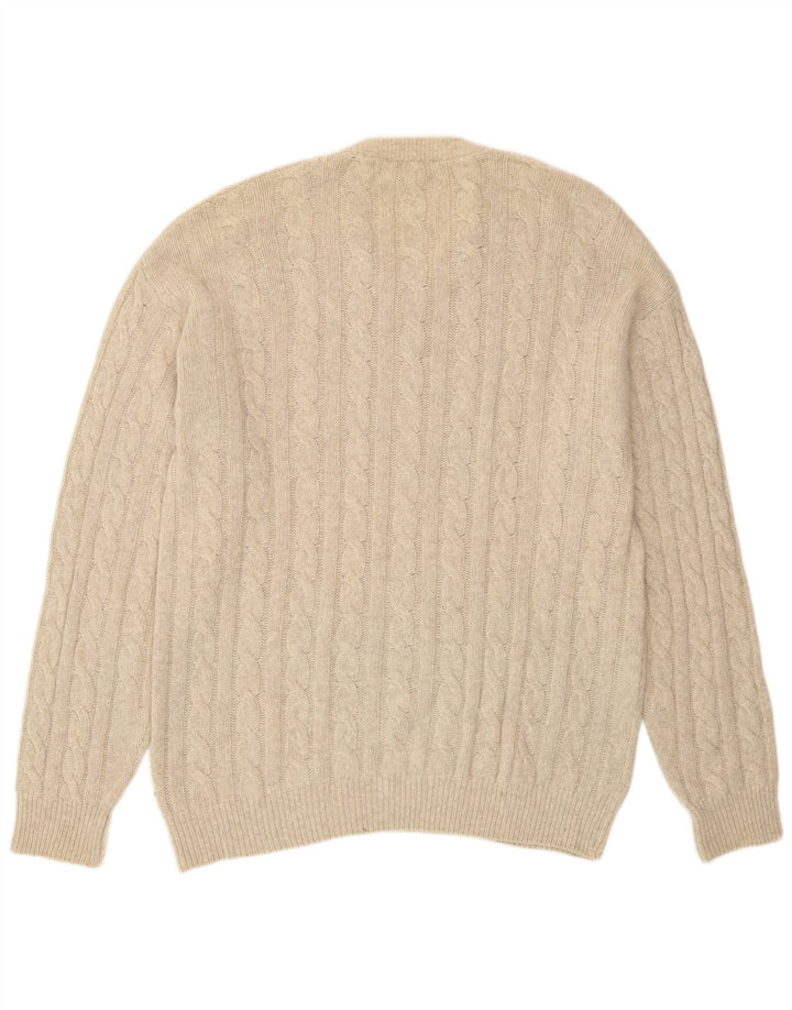 Vintage herre V-hals sweater IT 52 Large Off White lammeuld