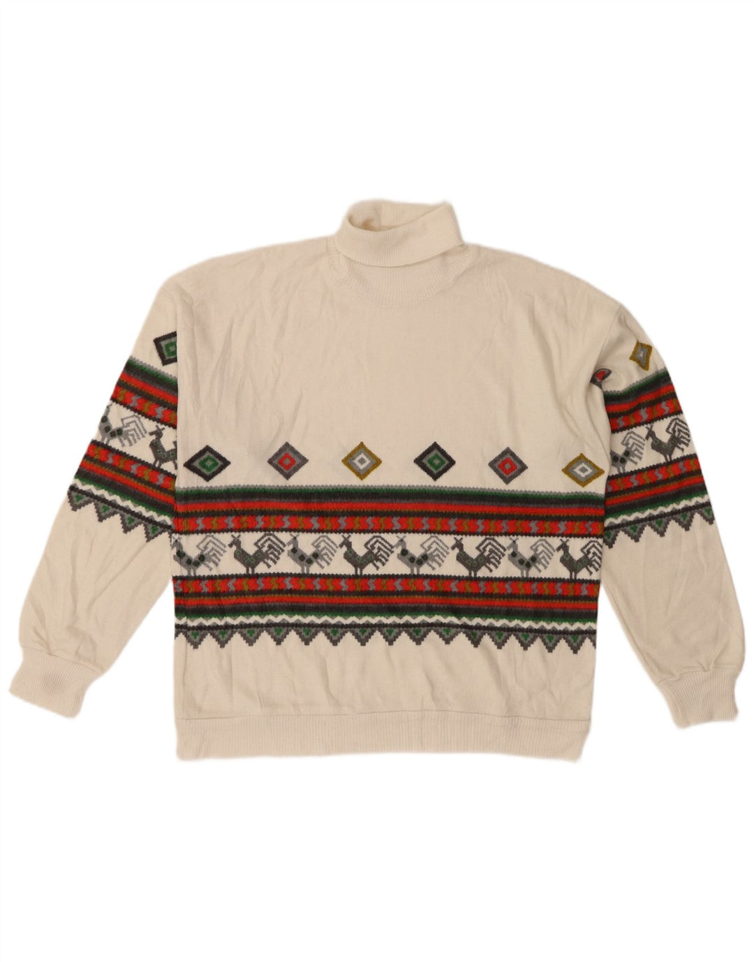 Vintage Dame rullehals sweater IT 44/46 Medium White Polyacrylic