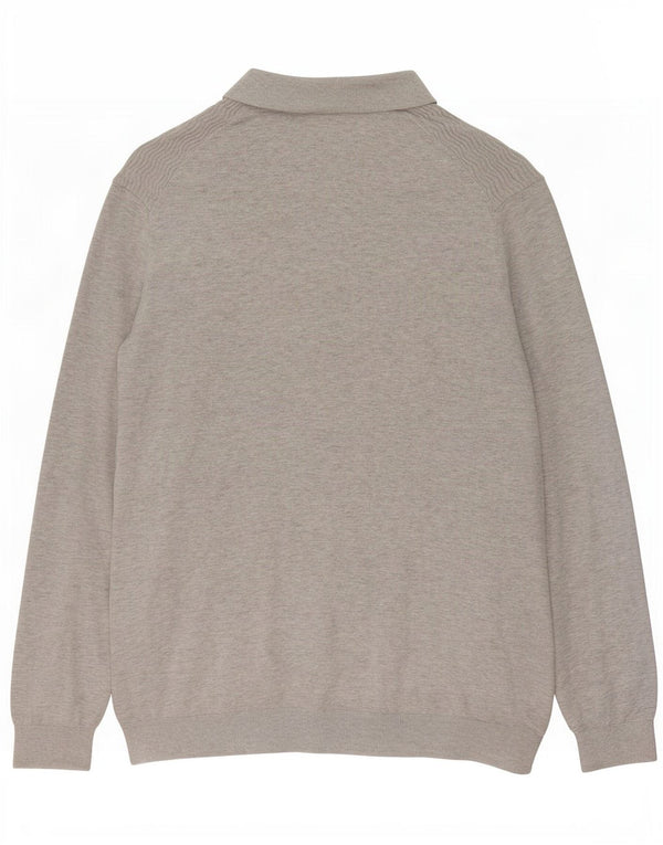 Massimo Dutti Herre Polo Neck Jumper Sweater XL Grå Bomuld
