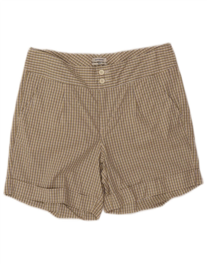 Dockers Dame Ideel Fit Chino Shorts US 10 Large W32 Grøn ternet bomuld