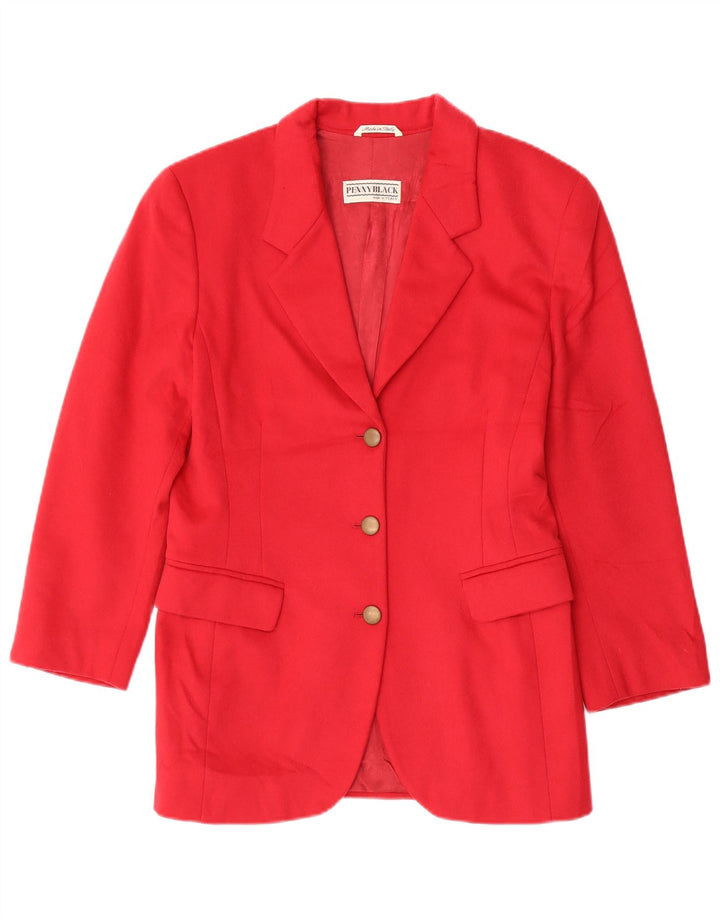 Penny Black Dame 3 Button Blazer Jacket UK 12 Medium Red Wool