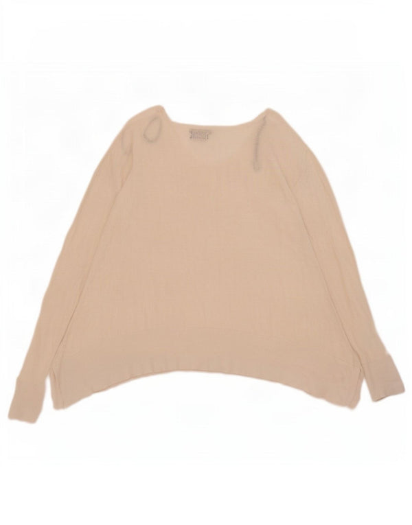 Massimo Dutti Dame Crop V-hals Jumper Sweater UK 16 Large Off White Silke