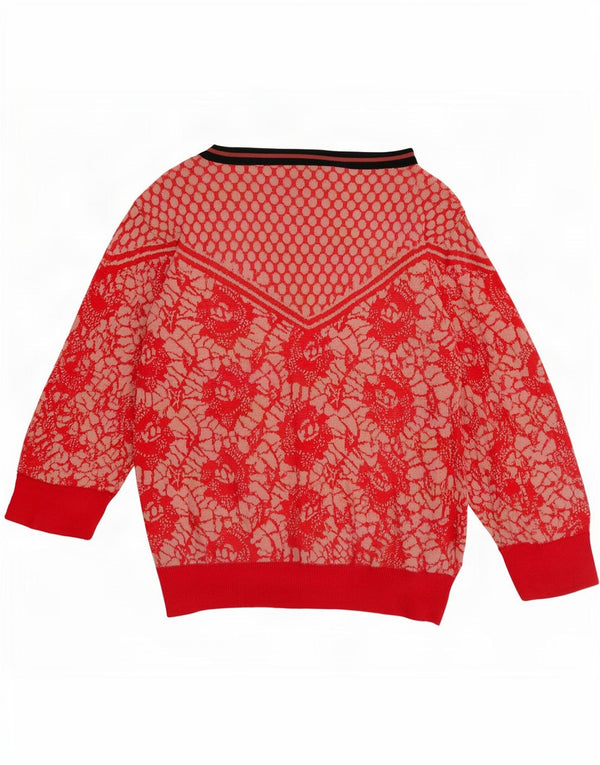 Chiara Bertani Dame Boat Neck Jumper Sweater UK 10 Small Red Floral