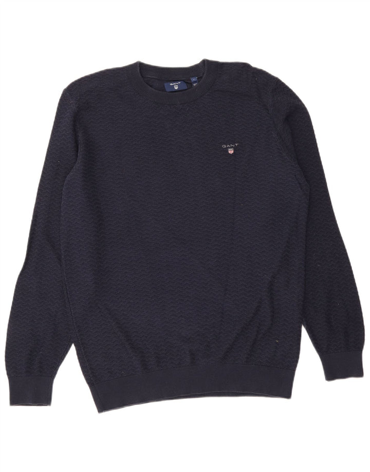 Gant herre rund hals sweater stor marineblå Chevron bomuld