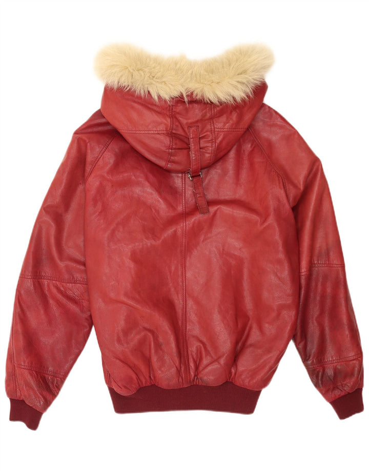 Charles Chevignon Herre Hooded Læderjakke UK 38 Medium Burgundy